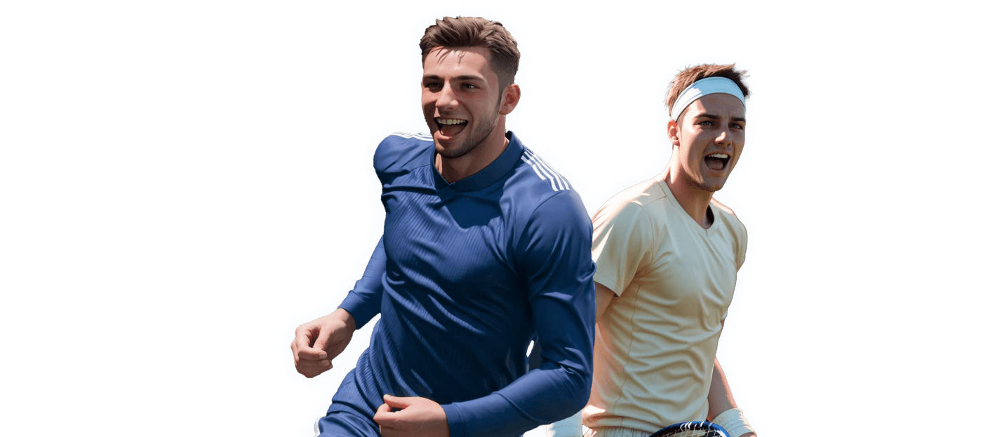 Dynamic image of athletes in action, representing the competitive spirit of sports betting on Boomerang Bet